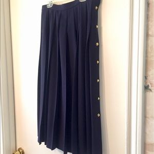 Jaeger Navy Blue Pleated Skirt- 100% Wool